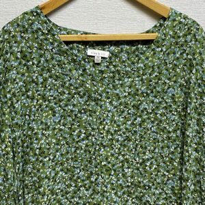 Alex &‎ lili Pullover 3/4 Sleeve Floral Green Blouse Women's 3X